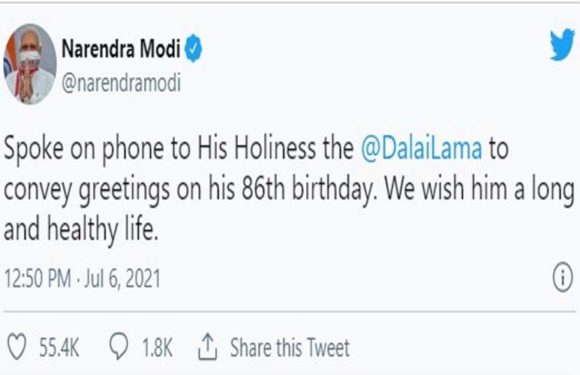 प्रधानमंत्री ने महामहिम दलाई लामा को उनके 86वें जन्मदिन पर बधाई दी
