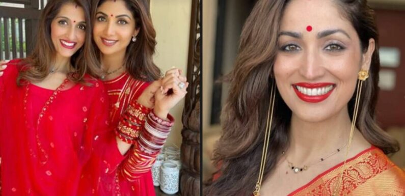लाल सूट में नजर आईं शिल्पा शेट्टी, जानें बॉलीवुड सेलेब्स ने कैसे मनाया ‘करवा चौथ’