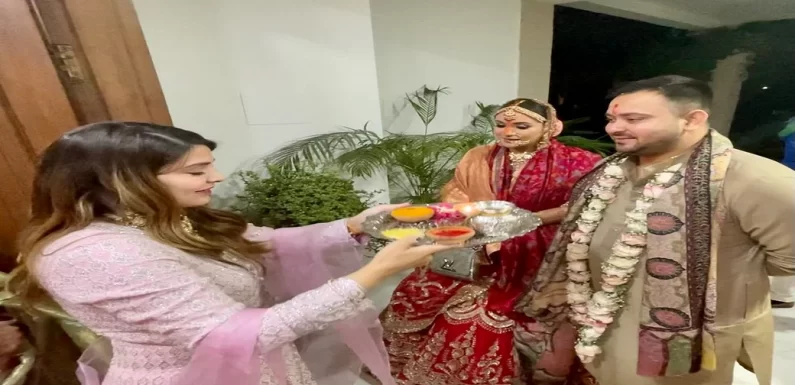तेजस्वी यादव अपनी दुल्हन को लेकर सड़क मार्ग से पटना पहुंचे, देर रात पहुंचे राबड़ी आवास